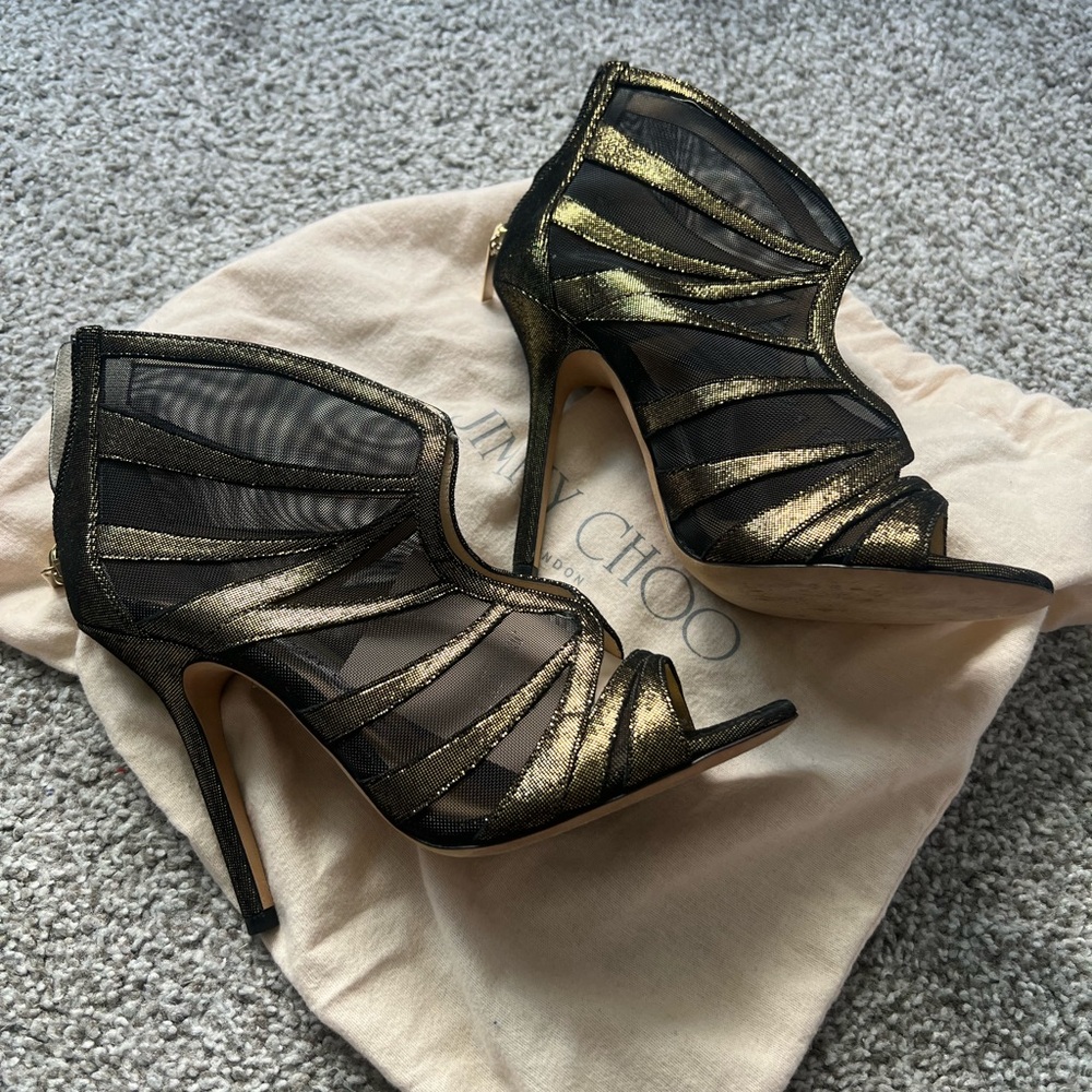 Jimmy Choo Elegant Black and Gold Heels